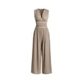 thumbnail image 2 of Womens Summer Jumpsuits Dressy Casual Sleeveless Mock Neck Wide Leg Pants Rompers Khaki 2XL, 2 of 4