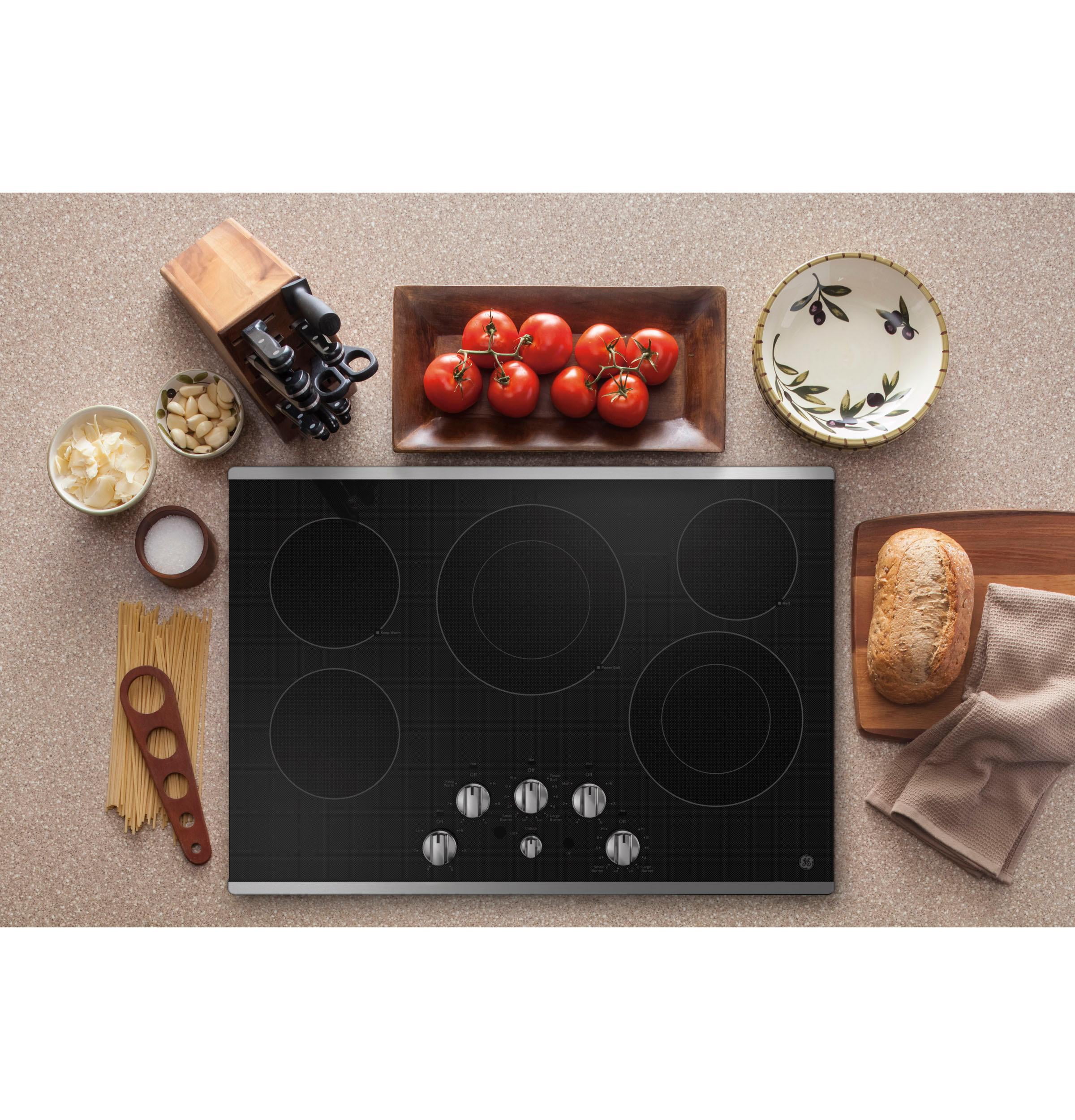 GE® 30" Built-in Knob Control Electric Cooktop, Model JEP5030STSS in Stainless Steel