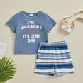 thumbnail image 2 of Bagilaanoe 2pcs Little Boy Shorts Set Toddler Short Sleeve Letter Print T Shirt Tops + Shorts 18M 24M 3T 4T 5T 6T Kids Casual Summer Clothes, 2 of 8