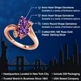 thumbnail image 2 of Gem Stone King 18K Rose Gold Plated Silver Purple Amethyst and White Lab Grown Diamond Ring for Women (1.63 Cttw, Heart Shape 6MM, Gemstone February Birthstone, Available in Size 5, 6, 7, 8, 9), 2 of 6