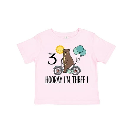 

Inktastic 3rd Birthday 3 Year Old Bear on Bicycle Gift Toddler Boy or Toddler Girl T-Shirt