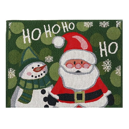 

HOVTOIL Placemat Christmas Table Placemat Non-slip Rectangle Dishwasher Safe Thicker Tear-resistant Heat Insulation Knitted Fabric Cartoon Xmas Santa Claus Snowman Dining Mat for Kitchen
