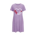 thumbnail image 5 of SwiftWear Heart Print Women's Pajamas Relaxed Fit Round Neck Sleep Shirts Short Sleeve Romantic Night Shirts for Sleeping Purple, 5 of 6