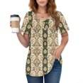 thumbnail image 2 of Camiseta Suelta de Cuello en V Impresa de Manga Corta de las Mujeres, Ligero 95% Poliéster 5% Spandex Casual Top para el Hogar Y el Uso Diario, Camiseta Cómoda, 2 of 5
