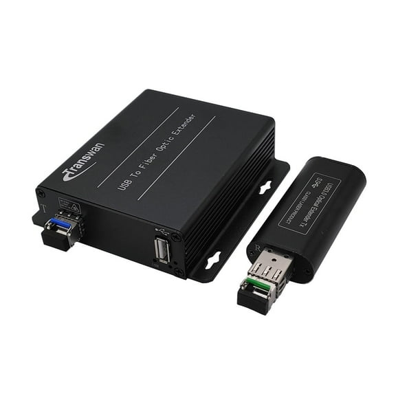 USB 2.0/1.1 over Fiber Extender to Max 5 Km SMF Fiber or 500 Meters MMF Fiber, Compatible with USB 1.1, Rx is small as USB Dongle