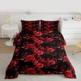 thumbnail image 3 of Manfei Fashion Red Rose Queen Comforter Set for Adult, Flower Floral Bedding Sets, Romantic Anniversary Reversible Bedding Comforter Set, Breathable Home Decor, 3 Pieces, 3 of 9