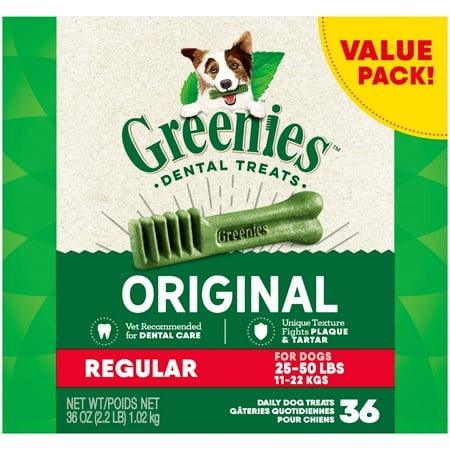 Greenies Original Regular Natural Dental Care Dog Treats 36 Oz Pack (36 Treats)
