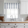 thumbnail image 3 of Blue Gray Striped Valance Curtains for Kitchen/Living Room/Bathroom/Bedroom Window, Rod Pocket Small Topper Half Short Window Curtains Voile Sheer Scarf, Farmhouse Stripe Art 60"x18", 3 of 8