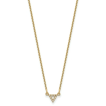 Diamond Triangle Necklace - 14k Yellow Gold AA Quality Diamond 6mm Triangle Necklace