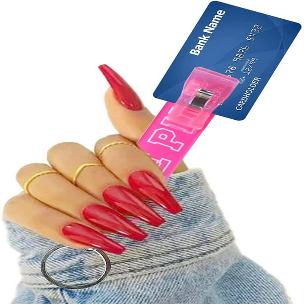 5 pièces carte pince carte bancaire Clips acrylique Atm cartes sans contact  extracteur porte-clés avec extracteur de cartes pour les filles à ongles  longs 