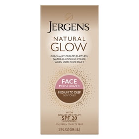 Jergens Natural Glow SPF 20 Face Moisturizer, Sunless Self Tanner, Medium to Deep Skin, 2 fl oz