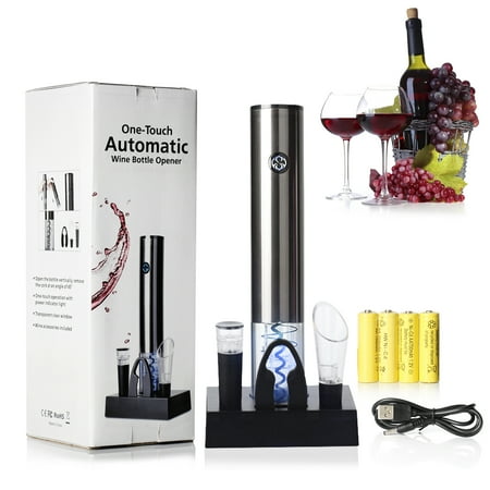 

Automatic Bottle Opener Set Electric Corkscrew With Pourer Stopper Foil Cutter Charging Base For Red Home Kitchen Party Bar Wedding