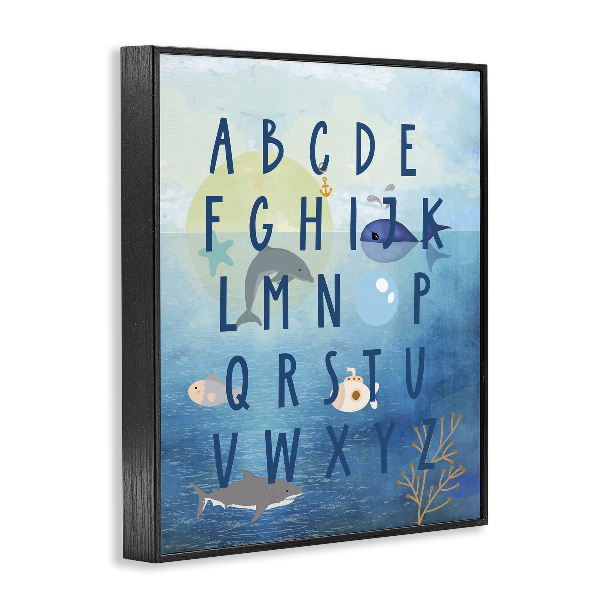 Stupell Industries Sea Creatures Alphabet Animals & Insects Painting Black Framed Art Print Wall Art, 11 x 14