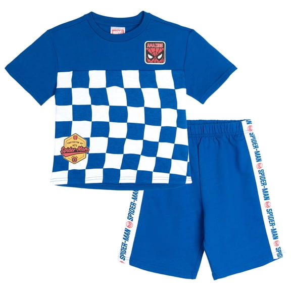 Marvel Spider-Man Big Boys' 2-Piece T-Shirt and Shorts Set Blue White