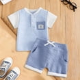 thumbnail image 2 of mgoYE Toddler Boy Clothes 18-24 Months Toddler Baby Boy Summer Clothes Plaid Lapel Short Sleeve T-Shirt Top Shorts Sets Infant Outfit 6 12 18 24 Months(Blue,9-12 Months), 2 of 6