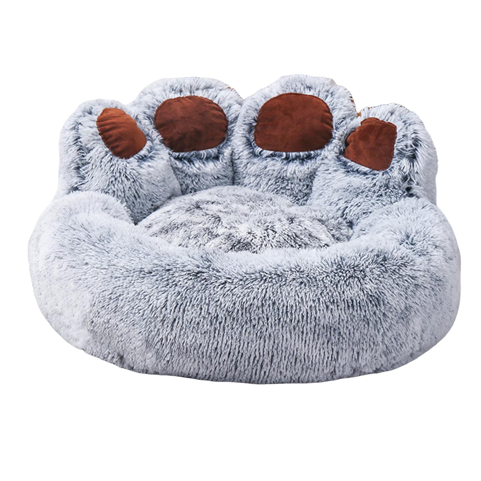 Frogued Pet Nest Paw-Shaped Pet Bed Warm Comfortable Anti-Slip Fluffy Plush Cat Dog Sleeping Nest Pet Supplies Dark Gray,60cm