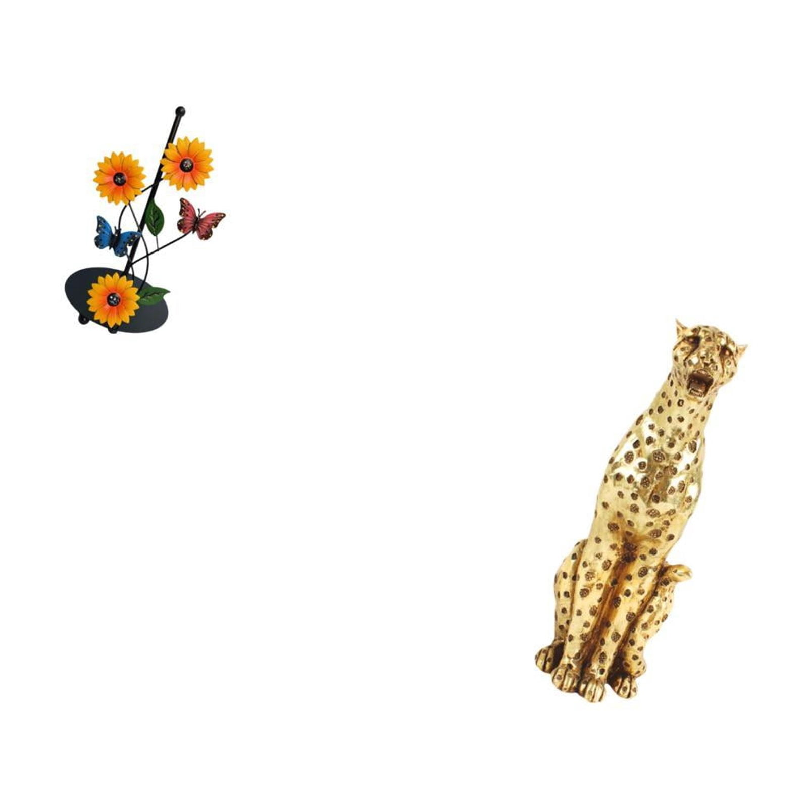 Fiocias Gold Cheetah Paper Towel Holder Dispenser Non Slip Vertical Tissue Holder Rack Animal Sculpture Decorative Table Centerpiece Tabletop Ornament for Off