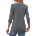 thumbnail image 5 of MIXUE Womens Summer Tops Summer Solid Color V Neck Ruffle Long Sleeve Casual Tee Shirts Activewear,Gray,XL, 5 of 5