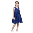 thumbnail image 3 of Zaldita Flower Girls Dress Wedding Bridesmaid Dress Kids Evening Chiffon Dresses with Waist Floral Navy Blue 10, 3 of 7