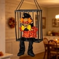 thumbnail image 4 of Sahpxhe Halloween Decorations Hanging Ghost Decor, Animated Shaking Caged Skeleton Prisoner with Glowing Red Eyes for Indoor Living Room Party Decor Watermelon Red, 4 of 6