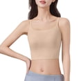 thumbnail image 3 of Huowey Women Tank Top Camisole Solid Color Basic Scoop Neck Padded Sleeveless Spaghetti Strap Slim Fit Soft Trendy Relaxed Casual Yoga Summer Tunic Cami Crop Top,Beige,L, 3 of 7