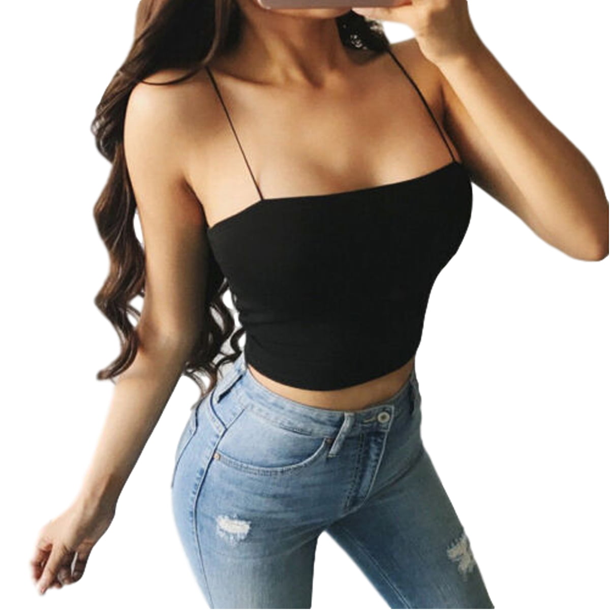 TUBE CAMI CROP TOP 6 COLORS BLACK WHITE PINK GREY GREEN RED SEE DESCRIPTION#HOT