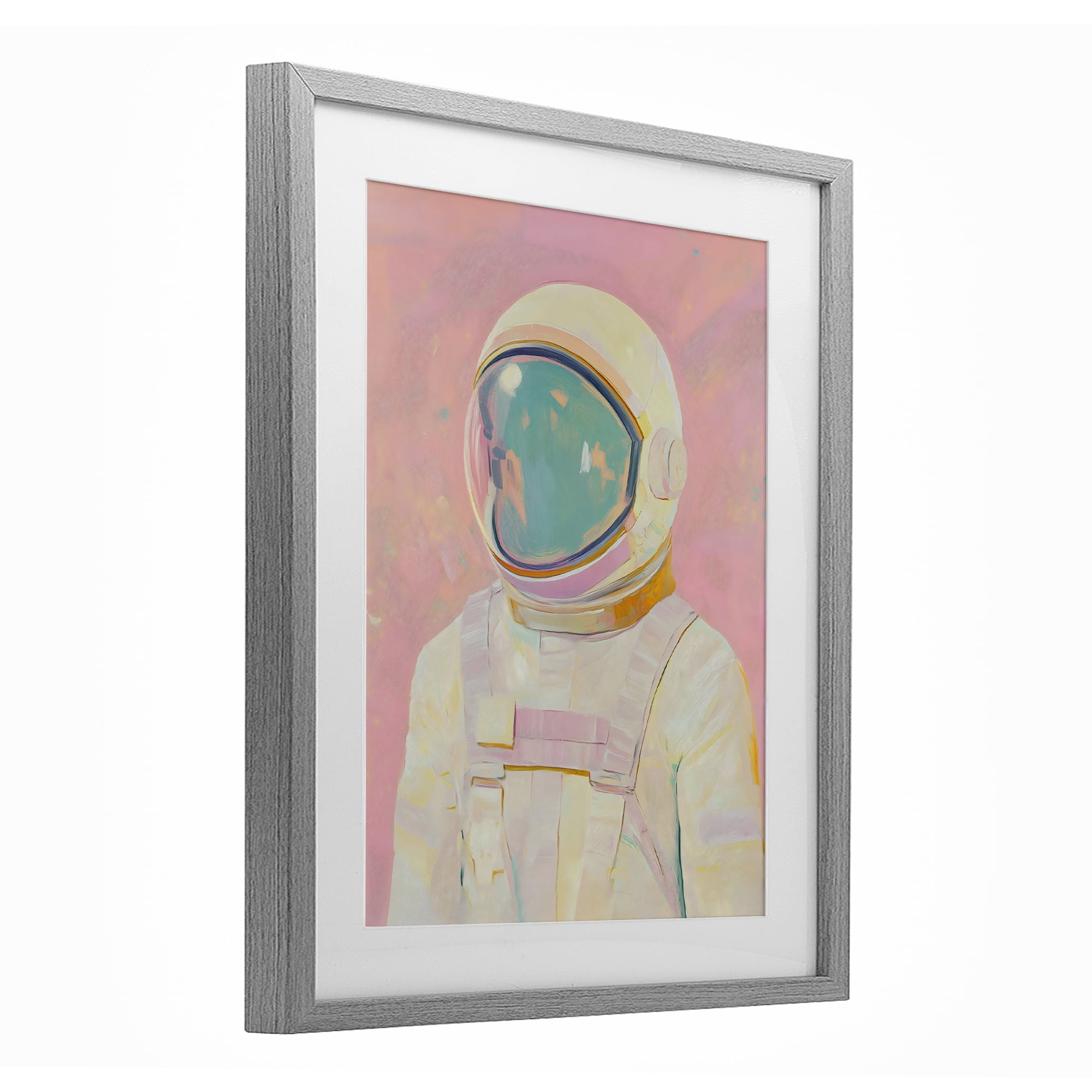 Stupell Industries Astronaut Portrait in Pink Dream Gray Framed Print Under Glass, design by The Prints Vibe