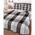 thumbnail image 3 of Quilts Full Size Bedding Set, Black Grey Plaid Lightweight Quilted Comforter, Modern Abstract Ombre Gingham Checkered Soft Reversible Bedspread Coverlet with Pillow Covers for All Season, 78" x 90", 3 of 7