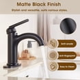 thumbnail image 4 of Wowkk Brass Bathroom Faucets Matte Black Bathroom Sink Faucets Single Handle Vanity Faucets Pop-Up Drain Included, Modern RV Faucet with Water Supply Line and Deck Mount 1 or 3 Hole, 4 of 10