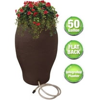 Rescue 50 Gallon Flatback Stoneware Urn Rain Barrel, 50 Gallons, Brown