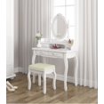 thumbnail image 5 of ViscoLogic Table de Toilette Miroir en Bois Perlé (Blanc), 5 of 5