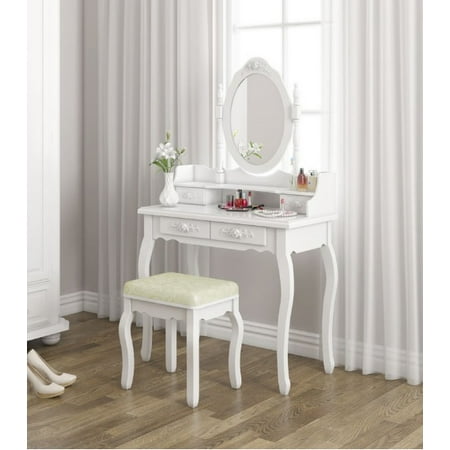 Viscologic Pearl Wooden Mirrored Makeup, Makeup Vanity Table Mirrored