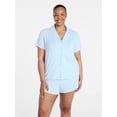 thumbnail image 2 of Joyspun Women’s Pointelle Knit Notch Top and Shorts Pajama Set, 2-Piece, Sizes XS-3X, 2 of 6