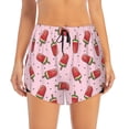 thumbnail image 2 of Vsdgher Watermelon Ice Cream Print Women's Running Double Layer Shorts High Waisted with Pockets Elastic Yoga Workout Athletic Gym Sports, 2 of 8