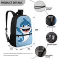 thumbnail image 3 of Jeiento Shark Backpack for Boys 17 Inch School Bag with Lunch Box Set 4 Piece Kids Cute Bookbag with Lunchbox Pencil Case Water Bottle Sleeve Blue Elementary Middle Schoolbag, 3 of 7