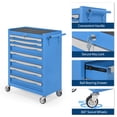 thumbnail image 3 of Coffre à Outils à 7 Tiroirs, Chariot à Outils Roulant avec Roues, Armoire de Rangement pour Outils Grande Capacité avec Verrouillage à Clé, Boîte Organisatrice d'Outils pour Garage, Atelier, Entrepôt - Noir / Rouge / Bleu, 3 of 7