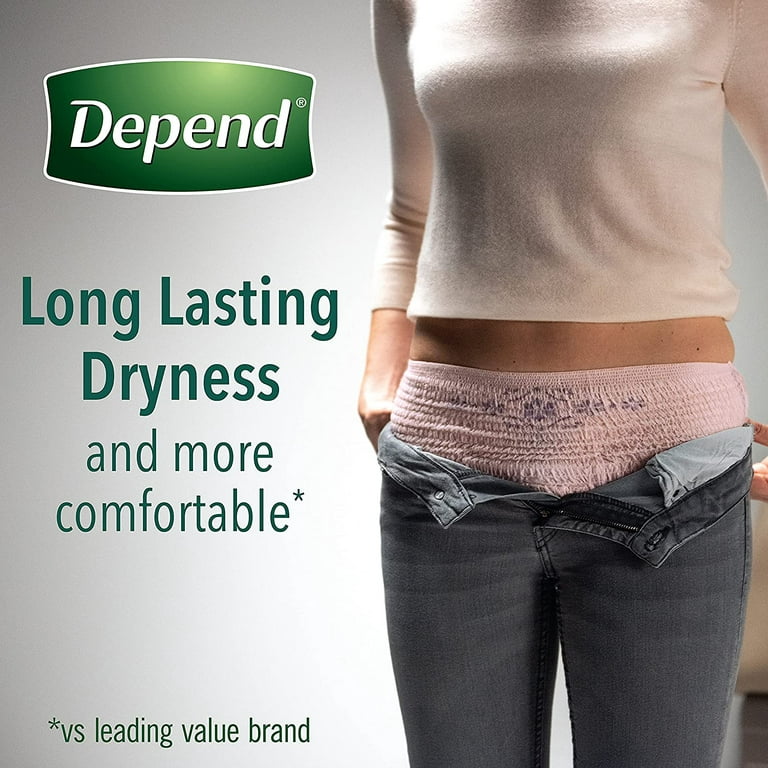 Depend Fit-Flex Adult Incontinence Underwear for Women, Disposable, Maximum  Absorbency, Medium, Blush, 76 Count