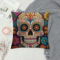 thumbnail image 2 of COMIO  Sugar Skull Outdoor Pillow Cases Square Standard Cushion Covers for Sofa Couch Bed, 2 of 5