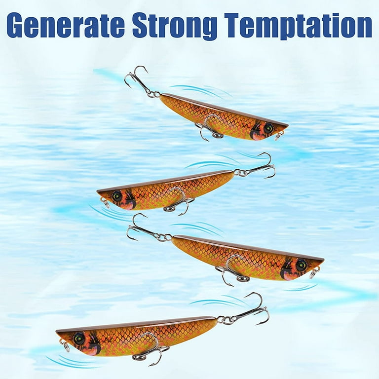 Topwater Popper Lures - 5pcs Fishing Plugs Lures Kit Bass Fishing Lures  Hard Pencil Baits Minnow for Bass Trout Walleye Redfish
