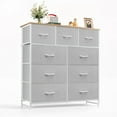 thumbnail image 6 of Bigleap 9 Drawers Dresser, Tall Chest Dresser & Fabric Storage Tower with Wood Top for Bedroom, Living Room, Hallway,Light Gray, 6 of 8