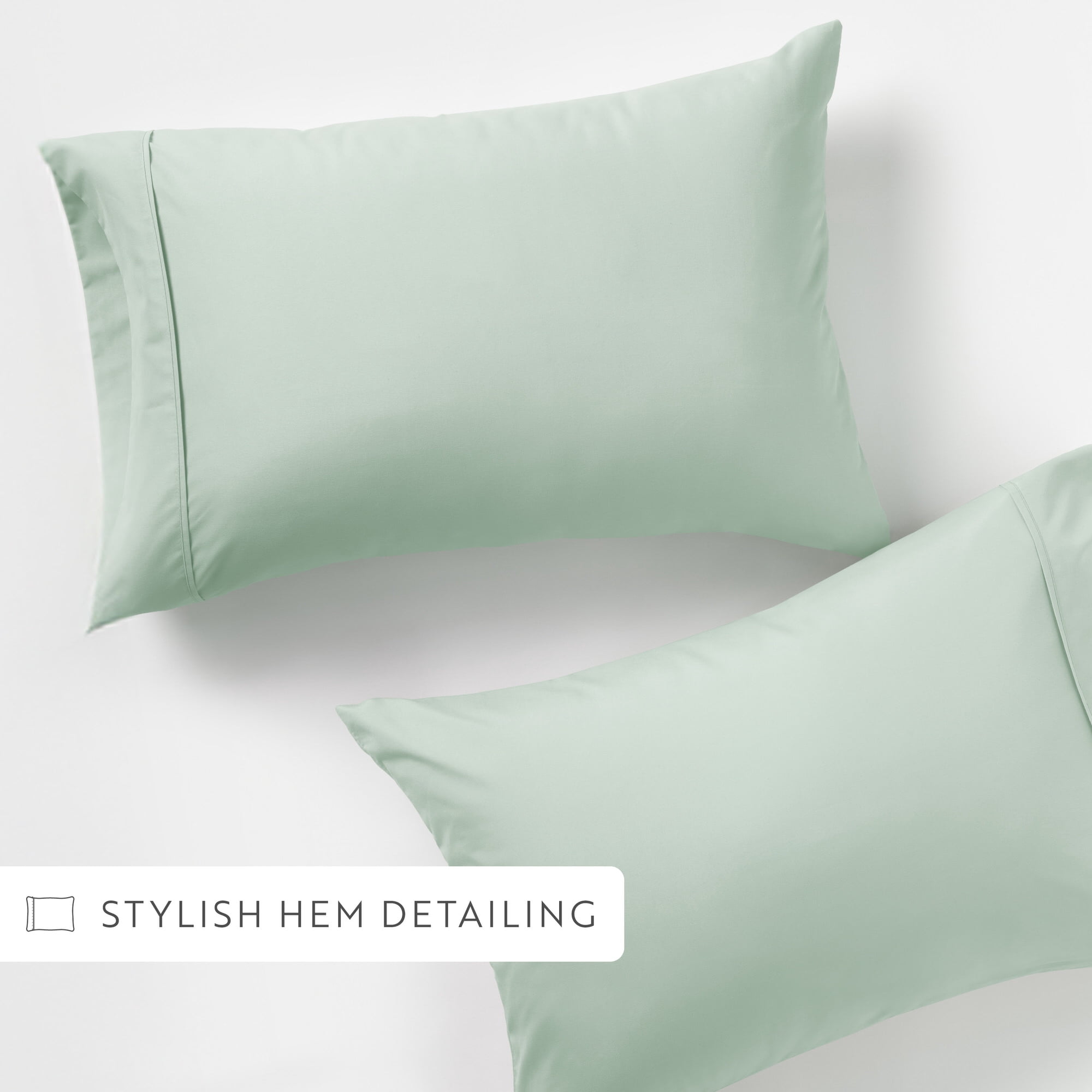 Noble Linens 2 Piece Pillow Case Set, Aqua, Standard/Queen
