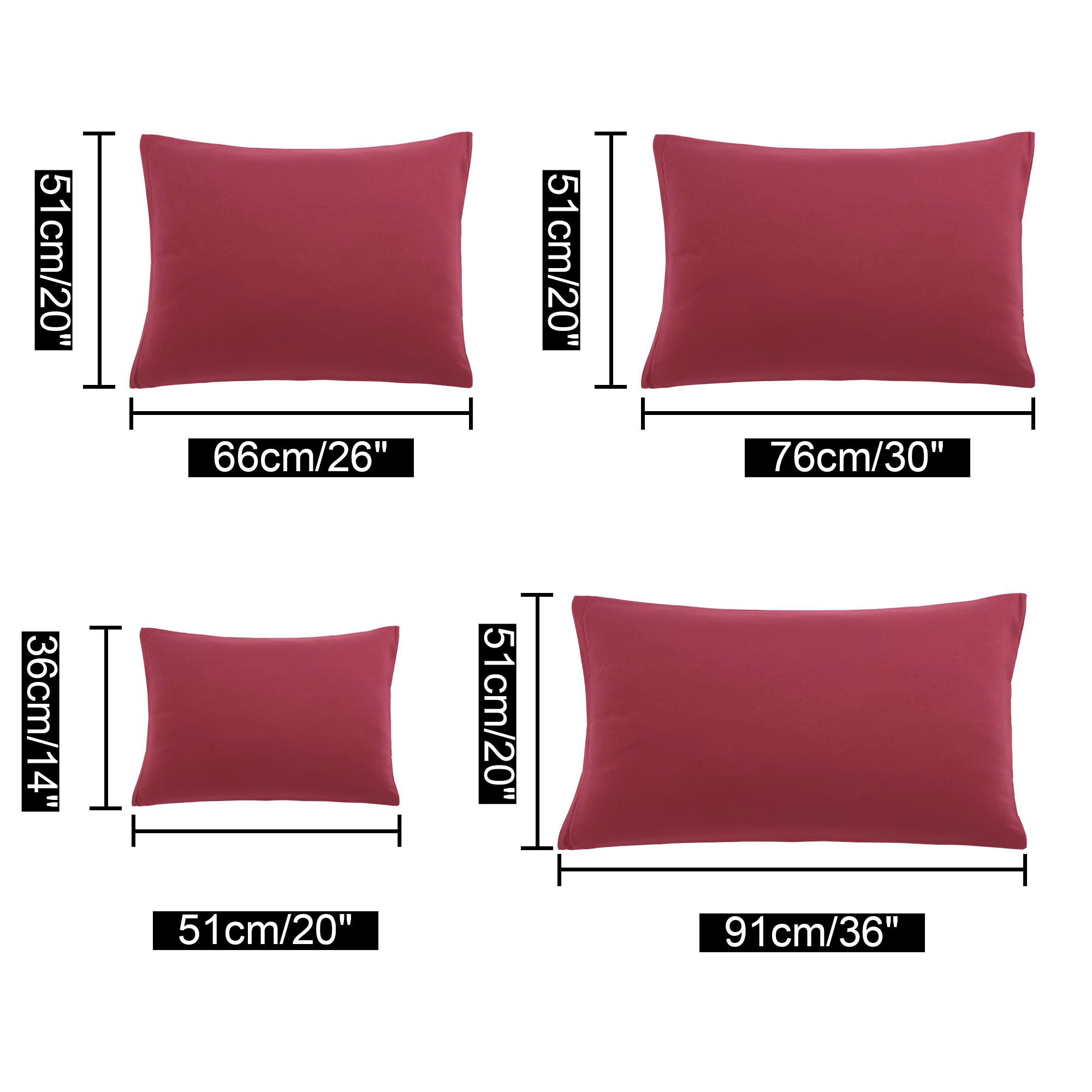 Unique Bargains 2-Pack 1800D Microfiber Solid Pillowcases Wine Travel