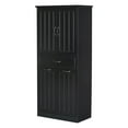 thumbnail image 2 of Lennox Modern 30" Tall Bathroom Storage Cabinet with Adjustable Shelves, Laundry Baskets, Black, 2 of 13