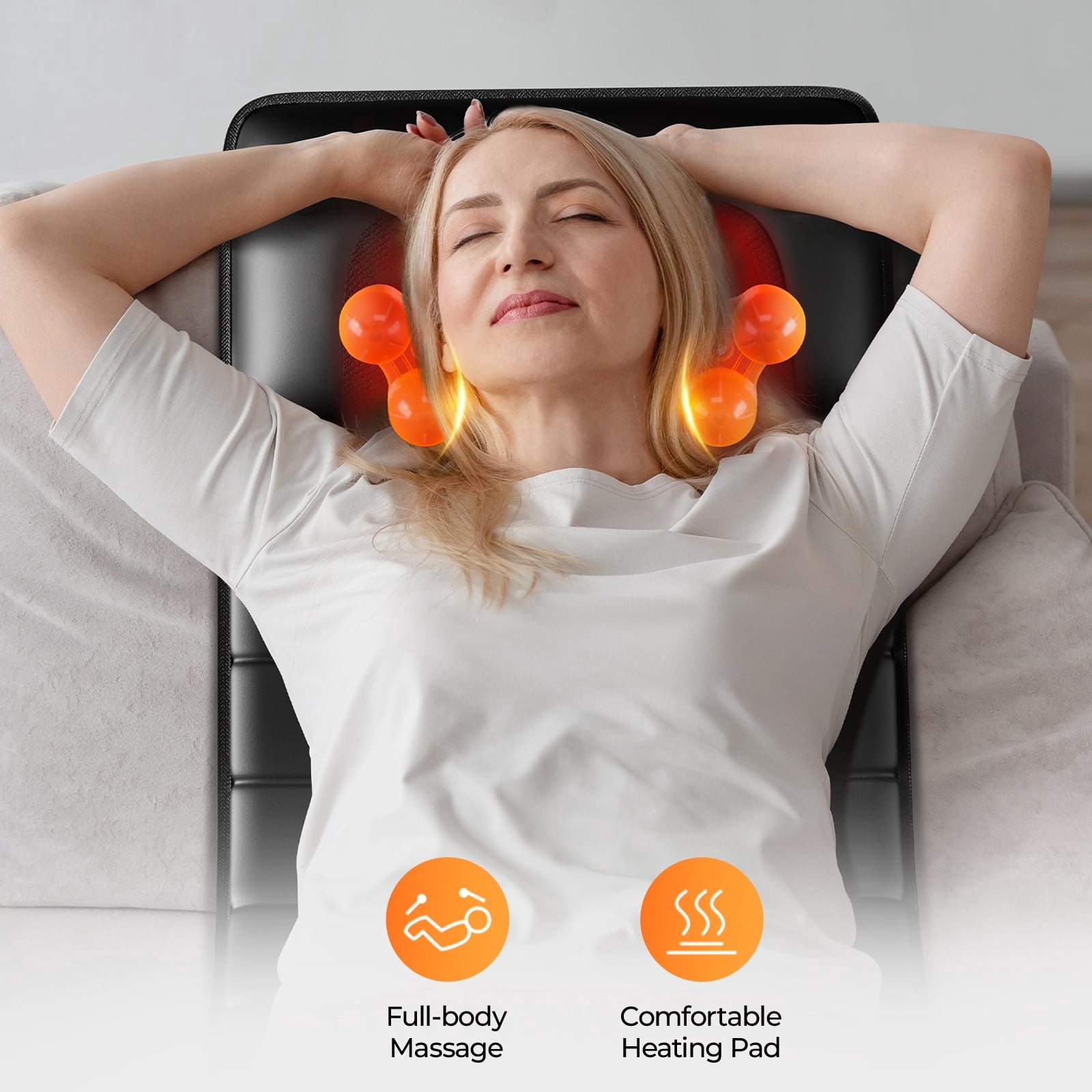 Full Body Massage Mat with Heat, Detachable Massager Pad, 10 Vibrating Motors, 9 Intensity Levels, Deep Tissue Pain Relief for Back, Neck & Legs,Gift