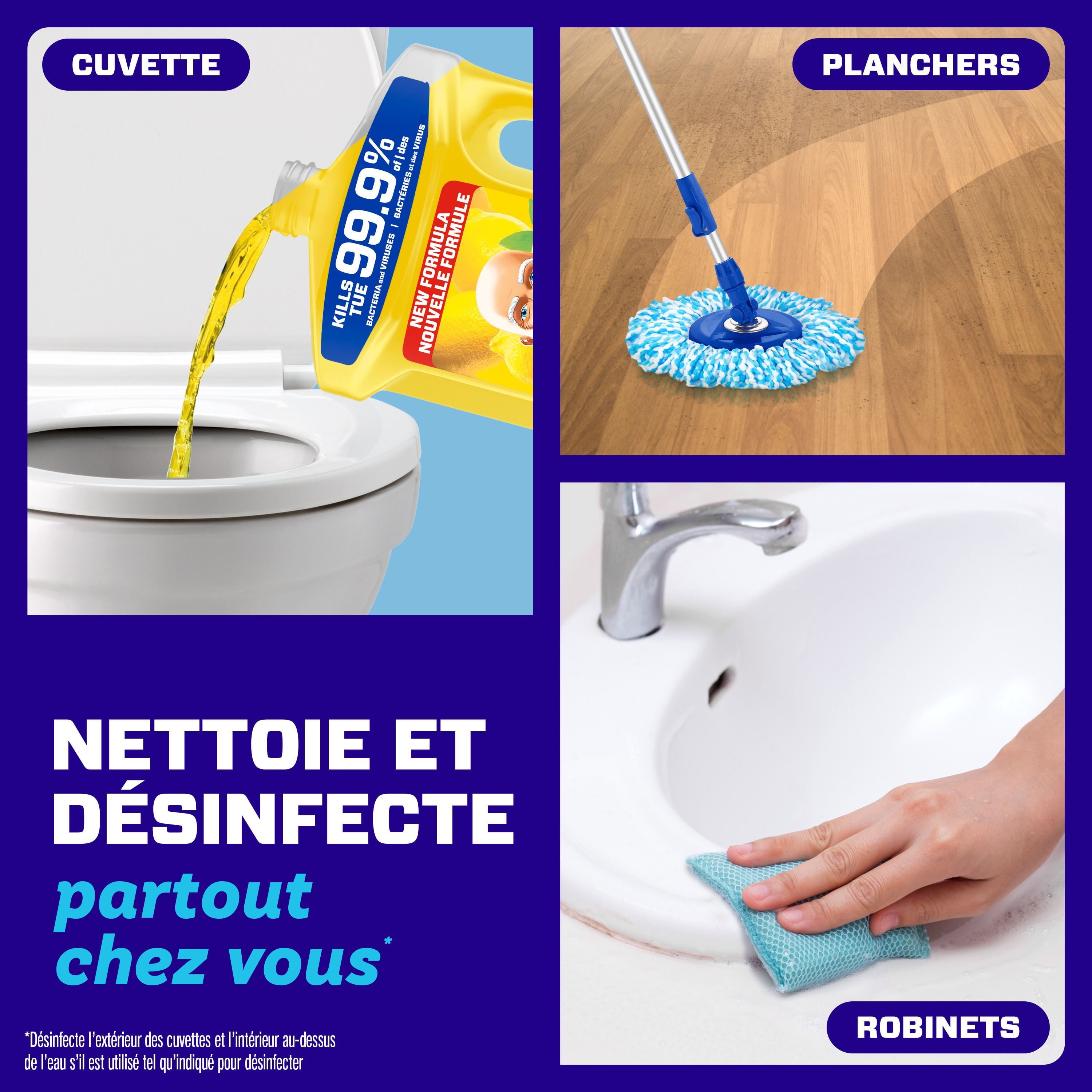 Nettoyant tout usage antibactérien M. Net, nettoyant pour planchers, savon pour vadrouille, nettoyant liquide, Citron, 2,93 L (FRENCH) GOI F&B - Item Short Description