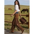 thumbnail image 3 of Women's Western Fringe Skirt, High Waist Side Slit Tassel Maxi, Boho Chic Slimming Stretchy Casual, Holiday Party Gown Women, 3 of 9