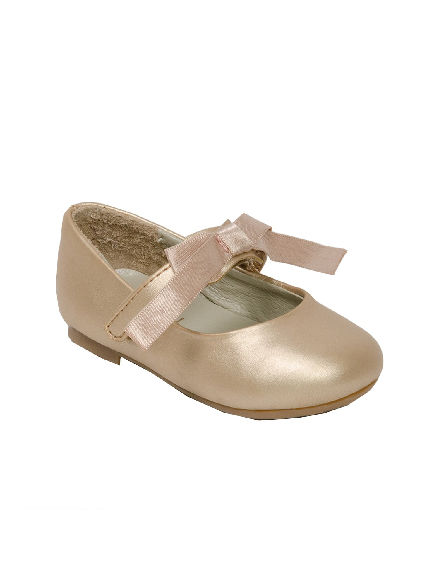 LAmour Girls White Leather Removable Satin Strap Flats 11-4 Kids 