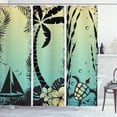 thumbnail image 1 of Ambesonne Turtle Shower Curtain, Grunge Tropical Land, 69"Wx75"L, Pale Yellow Mint Green, 1 of 3