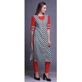 thumbnail image 3 of Bimba Long Straight Kurti For Women Printed Indian Rayon Slub 3/4 Sleeve Tunic, 3 of 6