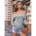 thumbnail image 2 of Womens Off The Shoulder Sweater Oversized Batwing Sleeve Loose Pullover Sweaters Tops, 2 of 13